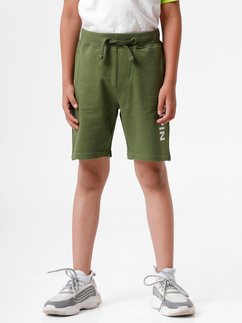 Kids - Boys Printed Shorts Olive Green