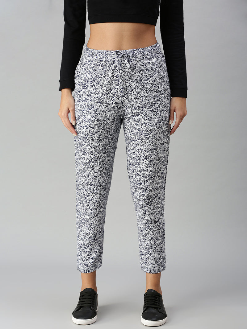 De Moza Ladies Printed Straight Pant OffWhite