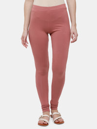 De Moza Ladies Churidar Leggings Solid Cotton Dark Peach - De Moza