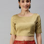 De Moza Women's Printed Blouse Beige