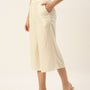 De Moza Ladies Crop Palazzo Offwhite