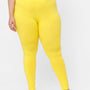 De Moza Ladies Plus Size Ankle Length Leggings Lemon Yellow Solid Cotton
