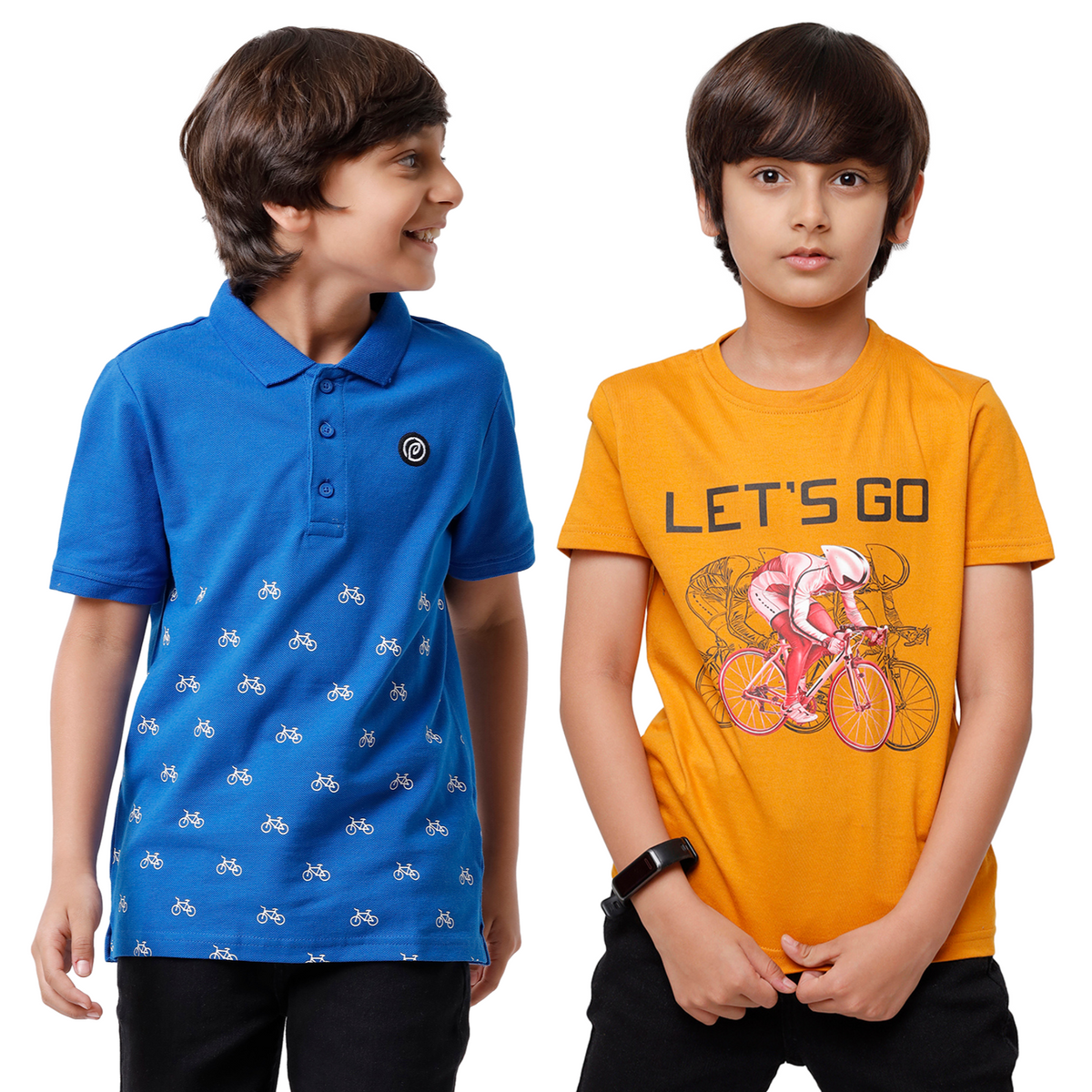 Pack of 2 Pipin Boys T-shirt Princess Blue & Dark Mustard
