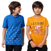 Pack of 2 Pipin Boys T-shirt Princess Blue & Dark Mustard