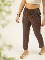 De Moza Women Printed Straight Pant Grey