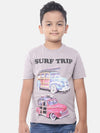 Kids - Boys Printed Half Sleeve T-Shirt Light Grey
