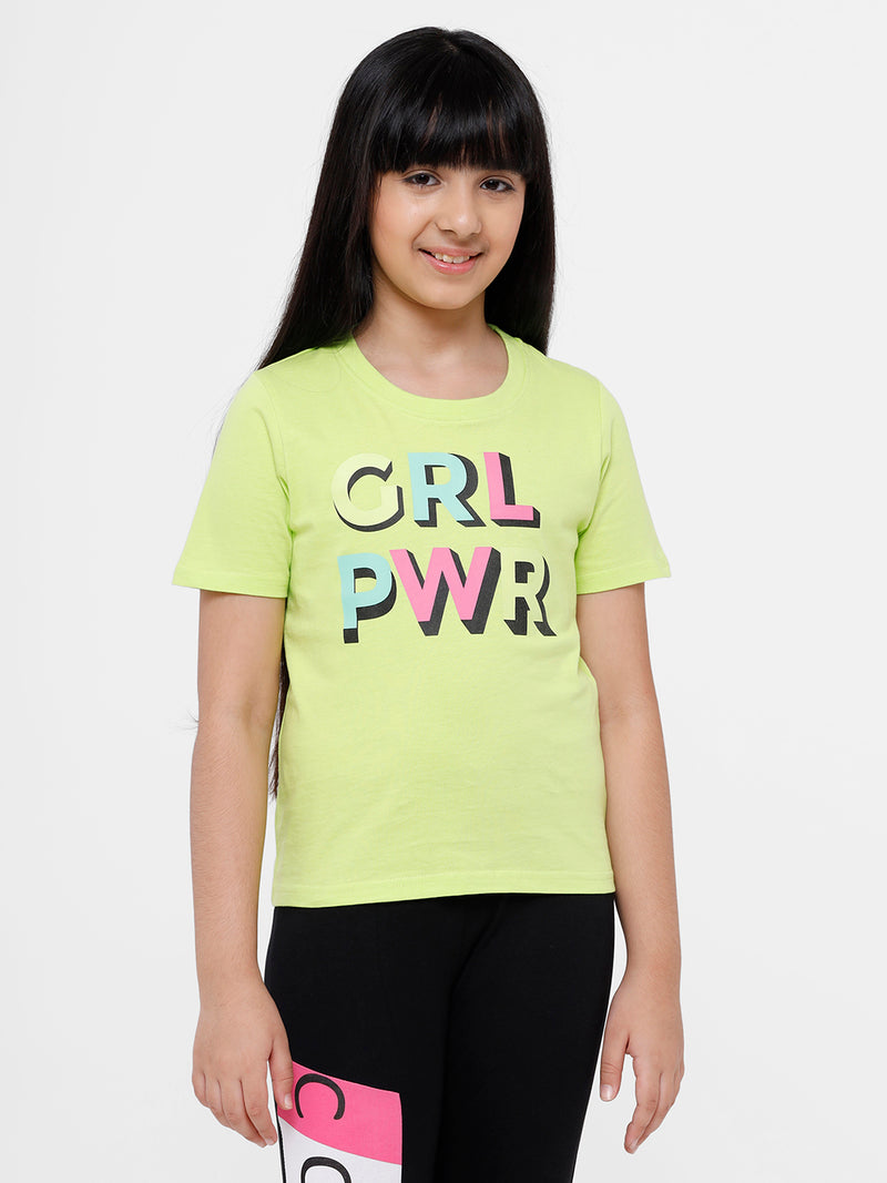 Kids - Girls Printed Top Green Glow