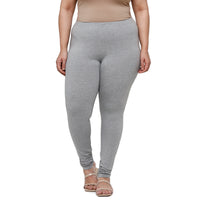 De Moza Ladies  Plus Size Churidar  Leggings Solid  Cotton Grey Melange - De Moza