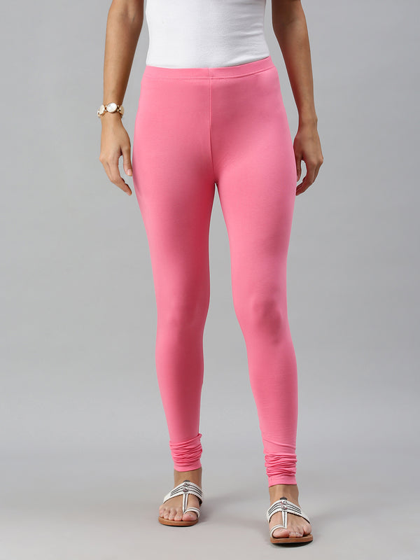 De Moza Women Churidar Leggings Solid Cotton Rani Pink