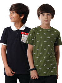 Pipin Boys Combo Cotton T-shirt Pack of 2 - De Moza