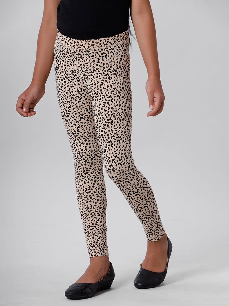 Kids – Girls Printed Ankle Leggings Sand