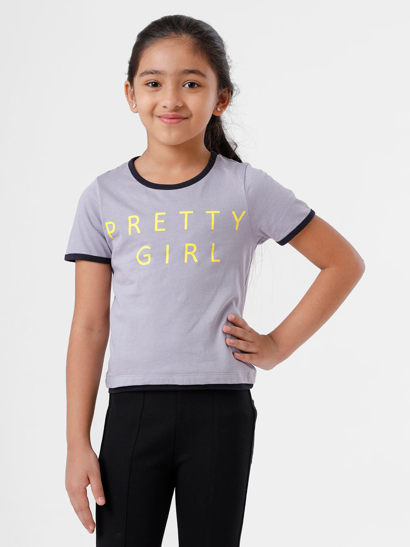 Kids - Girls Printed Top Dapple Grey
