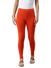 De Moza Women's Ankle Length Leggings Solid Cotton Rust Orange - De Moza