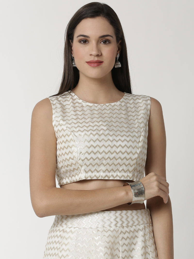 De Moza Women's Printed Crop Top Offwhite - De Moza (4359118061631)
