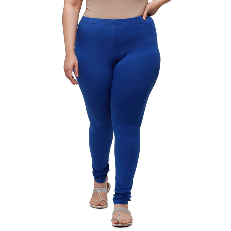 De Moza Ladies Plus Size Churidar  Leggings Solid  Cotton Ink Blue - De Moza
