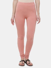 De Moza Ladies Churidar Leggings Solid Cotton Light Peach - De Moza
