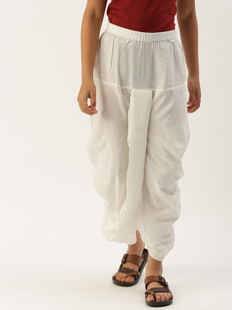 PIPIN Boys Dhoti Pant  Solid Polyester OffWhite - De Moza