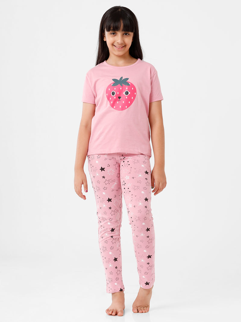 Kids – Girls Printed Pyjama Set Pink Nectar