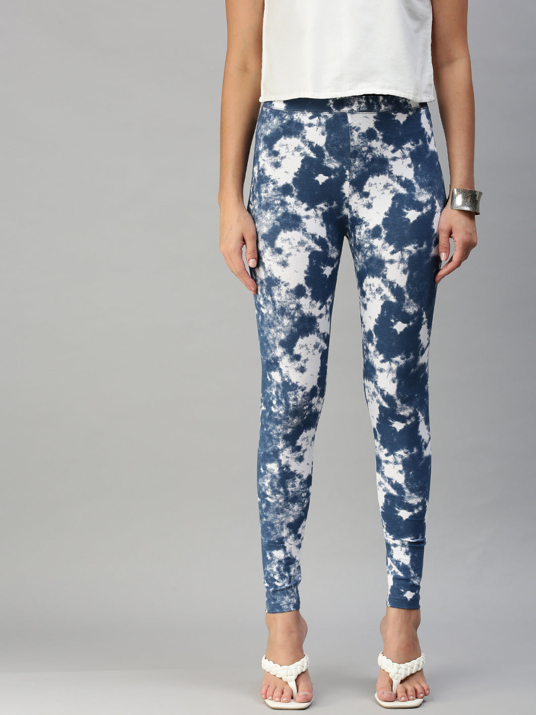 Ladies Printed Active wear Leggings Indigo