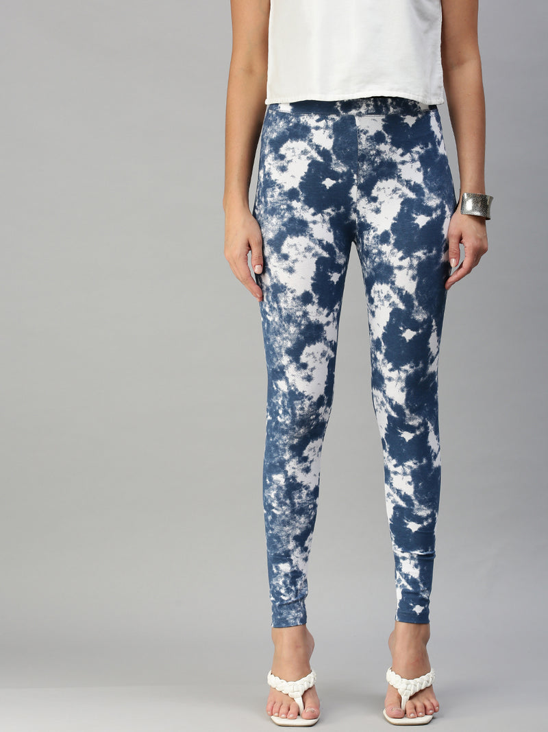 Ladies Printed Active wear Leggings Indigo