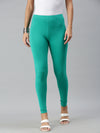 De Moza Ladies Leggings Ankle Length Solid Cotton Emerald Green - De Moza