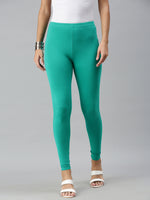 De Moza Ladies Leggings Ankle Length Solid Cotton Emerald Green - De Moza