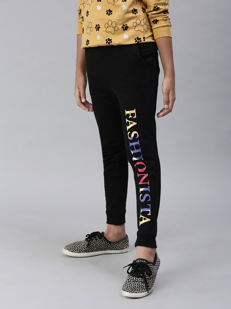 PIPIN Girls Printed Jogger Black