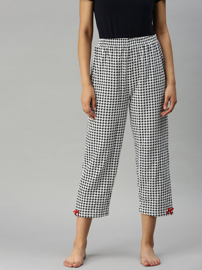 De Moza Ladies Printed Pyajama Pant White