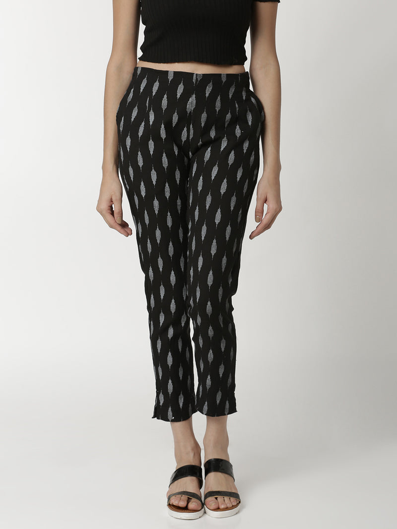 De Moza Ladies Jacquard Cigarette Pant Black - De Moza (4336732700735)