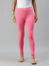 De Moza Ladies Churidar Leggings Solid Cotton Rani Pink - De Moza