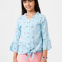 Kids - Girls Printed Top Power Blue