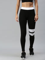 De Moza Ladies Active Wear Leggings Solid Cotton Black - De Moza