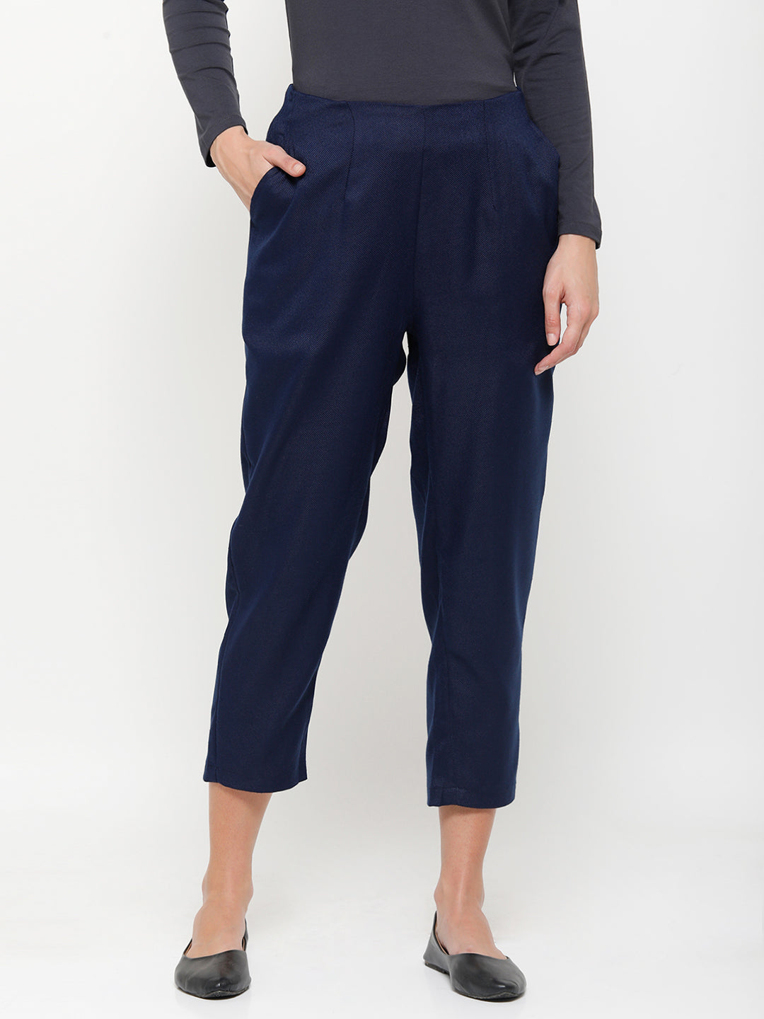 De Moza Ladies Straight Pant Navy Blue