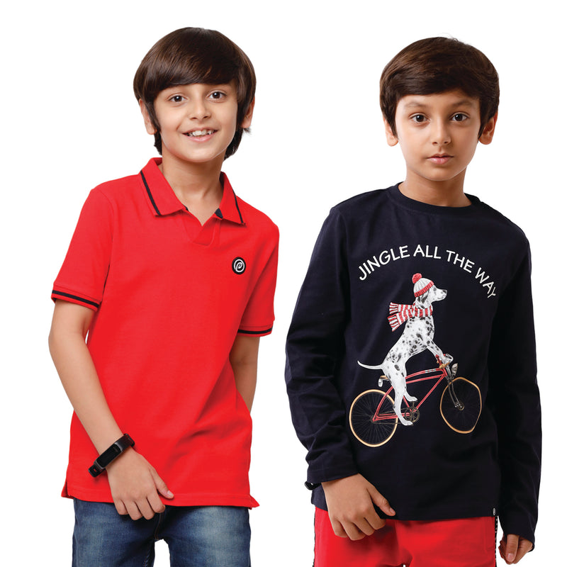 Pack of 2 Pipin Boys T-shirt High Risk Red & Dark Navy Blue