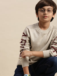 Kids - Boys Winter Sweatshirt Bright Beige Melange - De Moza