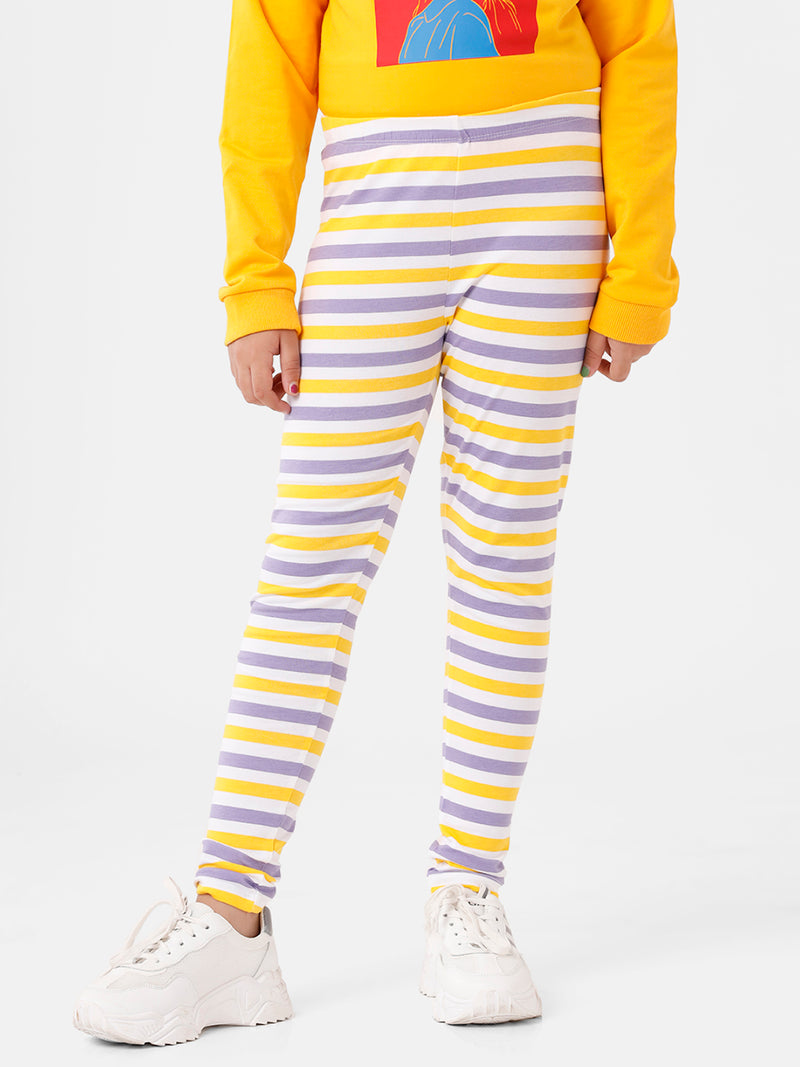 Kids – Girls Printed Ankle Leggings Yellow