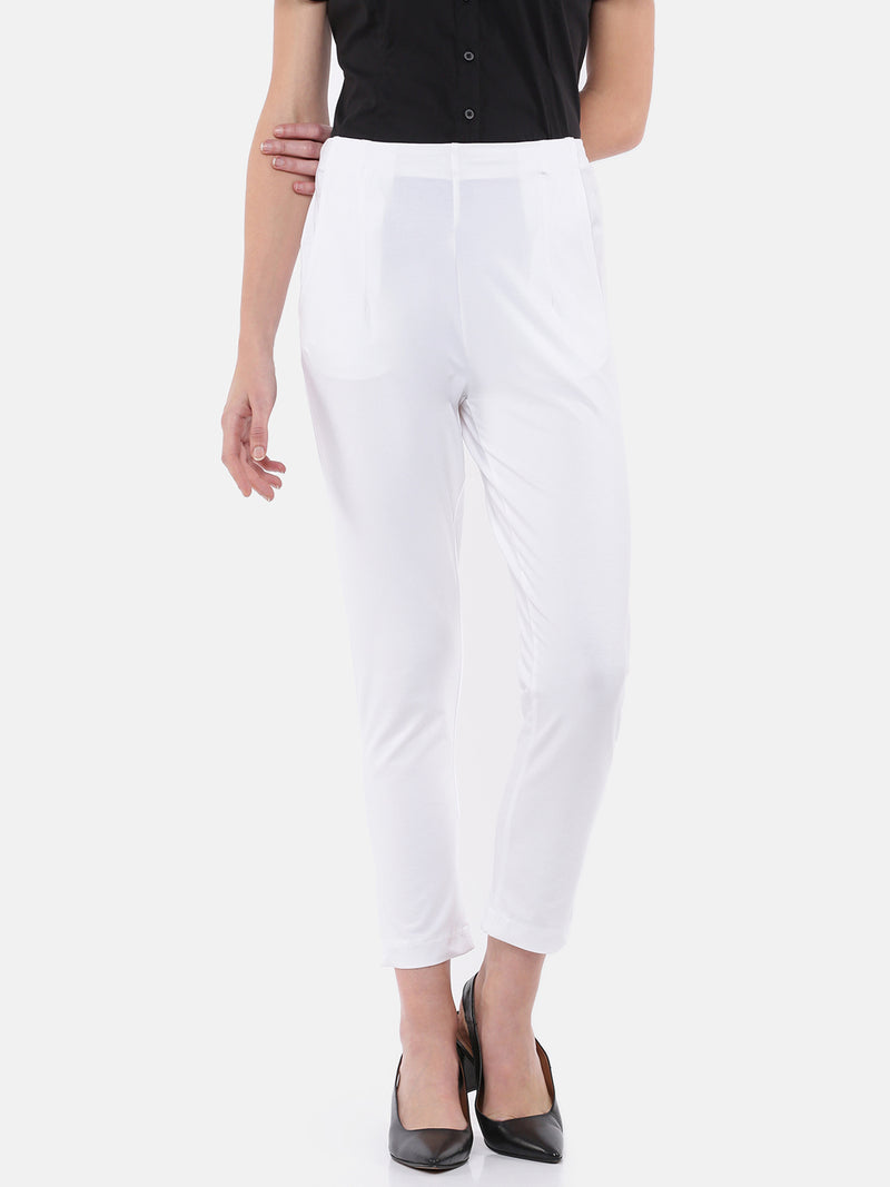 De Moza Women's Cigarette Pant White