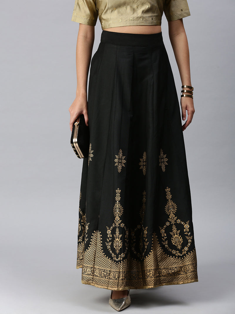 Ladies Printed Skirt Black
