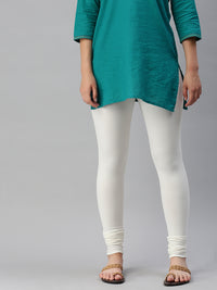 De Moza Women's Premium Churidhar Leggings Solid Cotton Offwhite - De Moza (6679540957247)