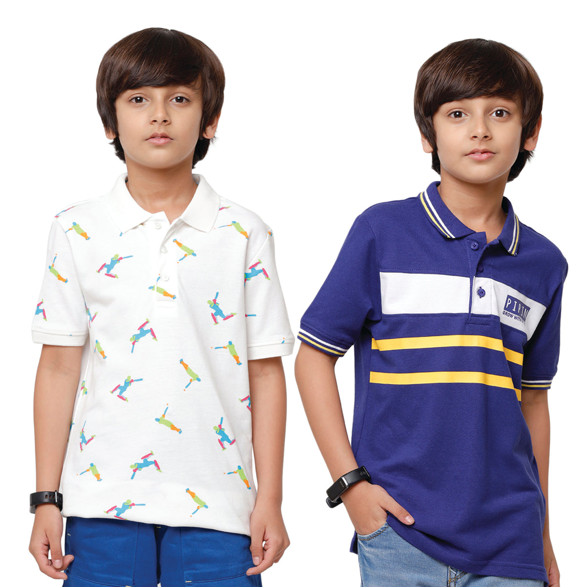 Pack of 2 Pipin Boys T-shirt Offwhite & Navy Blue
