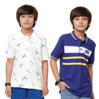 Pack of 2 Pipin Boys T-shirt Offwhite & Navy Blue