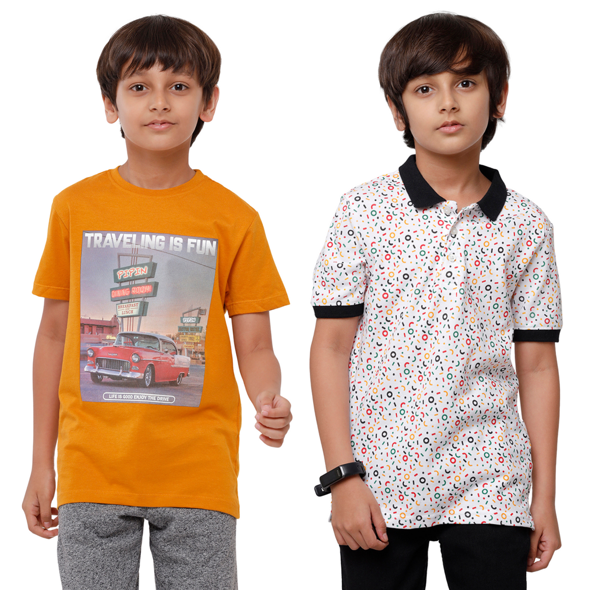 Pack of 2 Pipin Boys T-shirt Black & Mustard