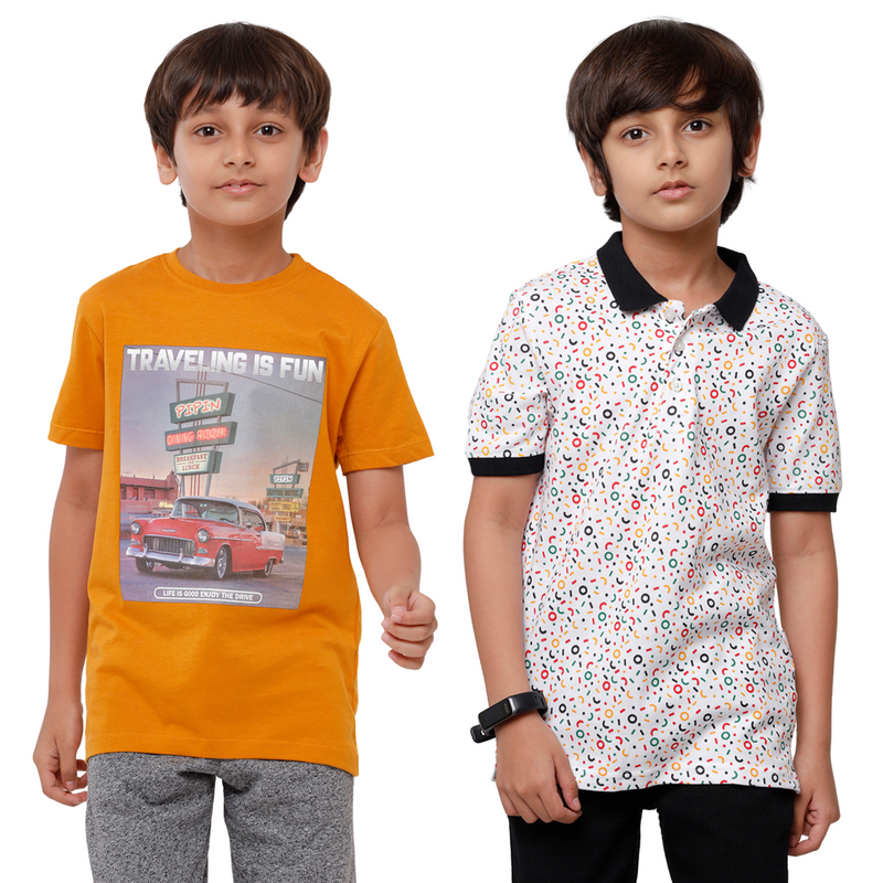 Pack of 2 Pipin Boys T-shirt Black & Mustard