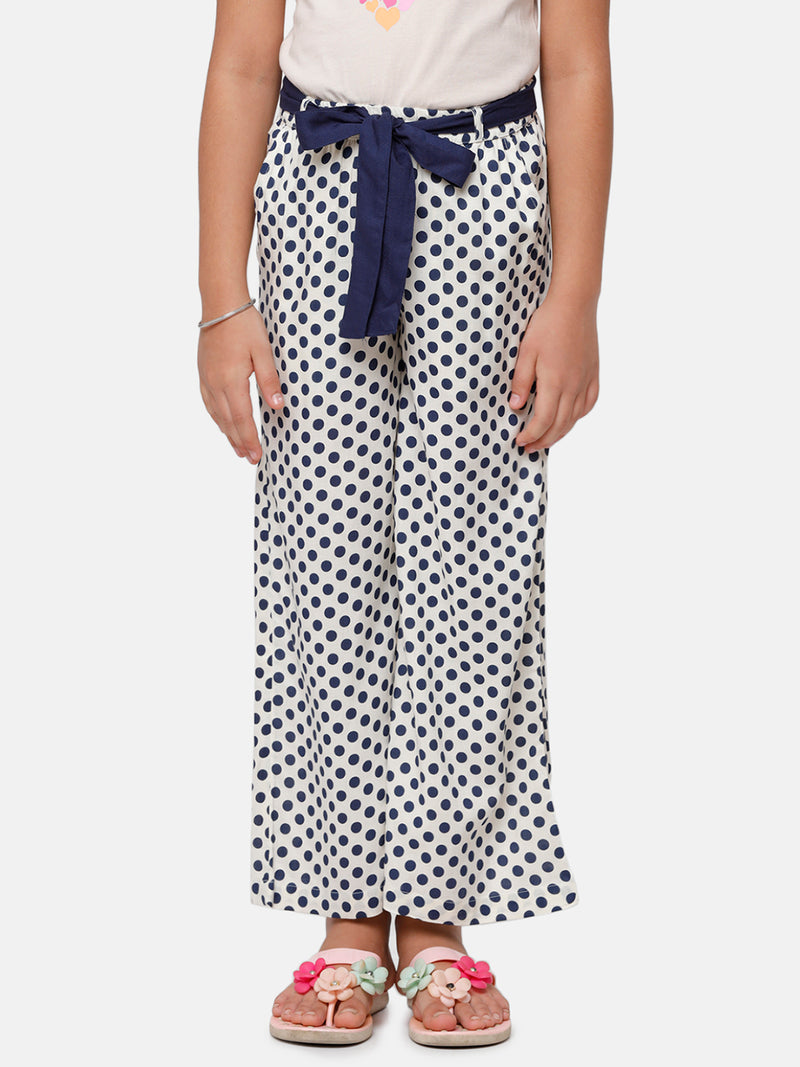 Kids - Girls Printed Palazzo Navy Blue