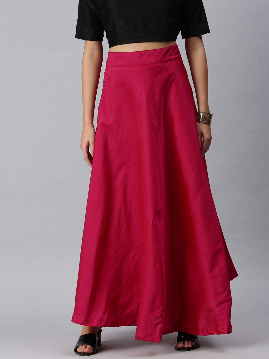 De Moza women Skirt Solid Polyester Magenta - De Moza