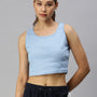 De Moza Ladies Rib Crop Top Powder Blue