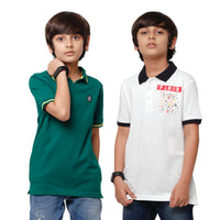Pack of 2 Pipin Boys T-shirt Bottle green & Offwhite