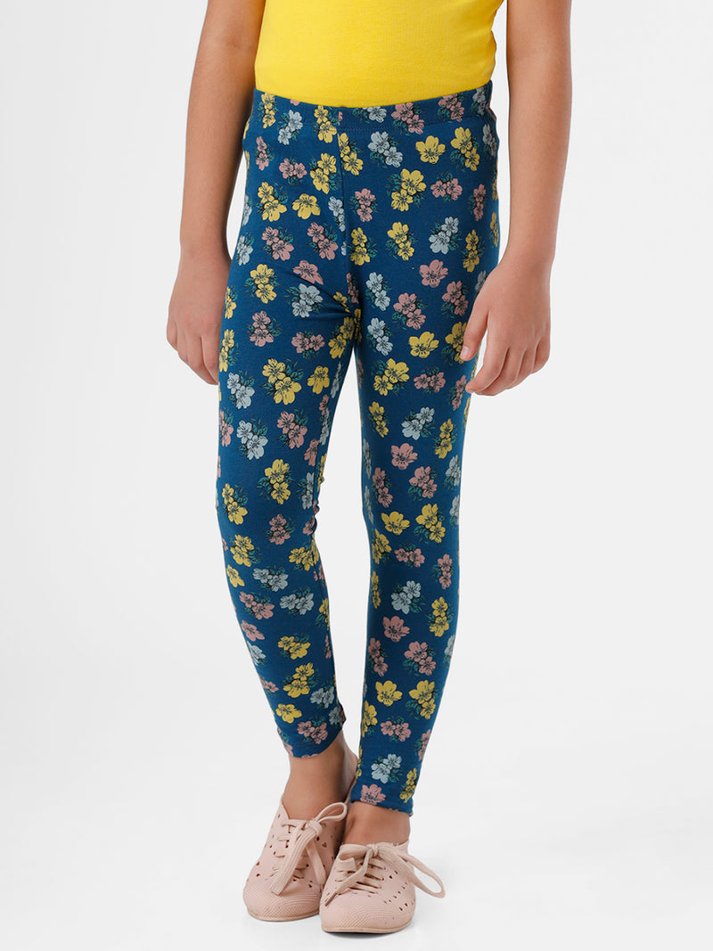 De Moza Kids - Girls Ankle Length Printed Leggings Cotton Poseidon - De Moza