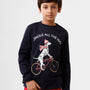 Kids - Boys Printed Full Sleeve T-Shirt Dark Navy Blue