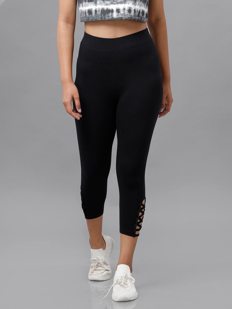 De Moza Ladies 3/4th Leggings Black